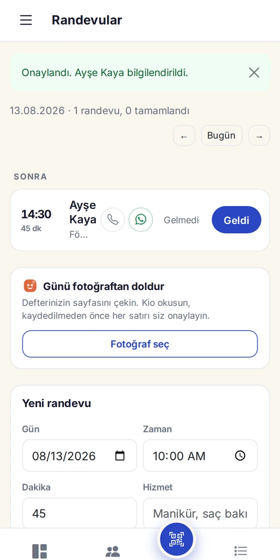 Onaylandıktan sonra günün listesi