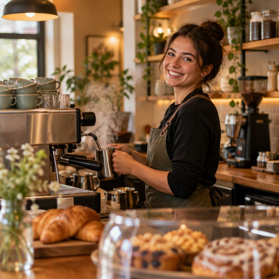 Barista making an espresso