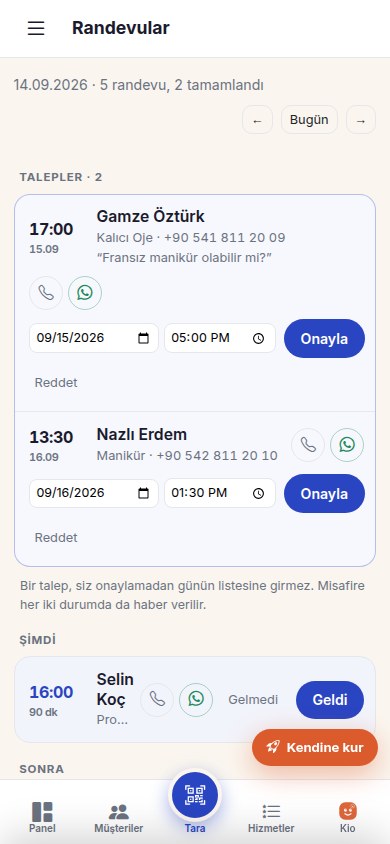 Appointment requests screen: requests awaiting approval