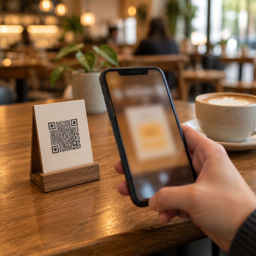 Sadakio QR code on the table
